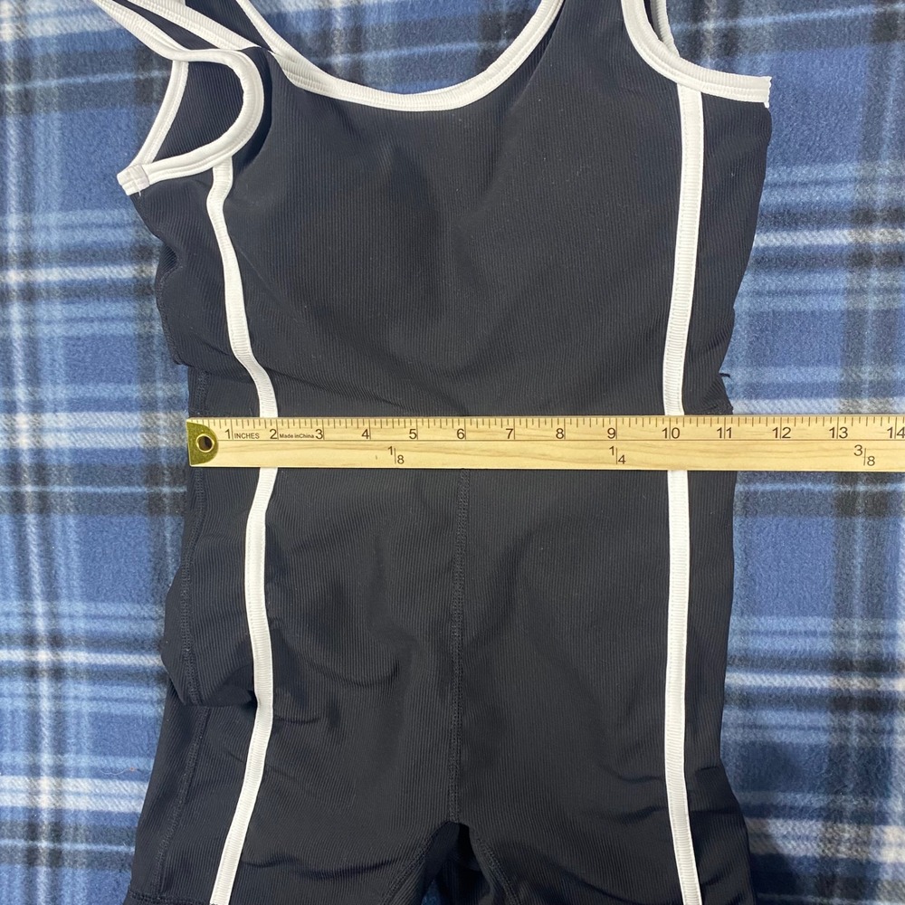Wilo Melbourne Australia Ribbed Activewear Romper Black White XS Side Stripe - Picture 3 of 6